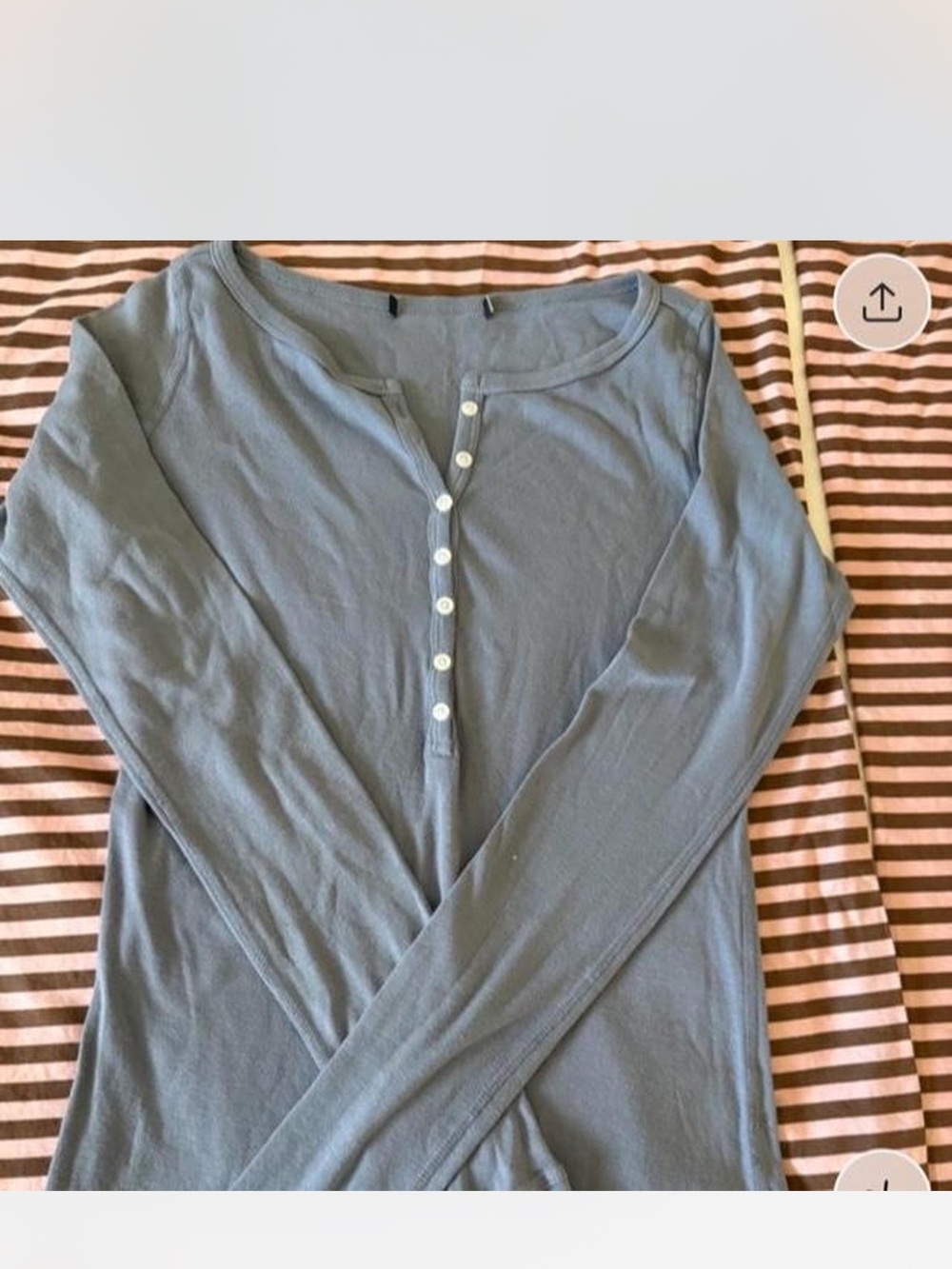 Brandy Melville Slate Blue Long Sleeve Henley